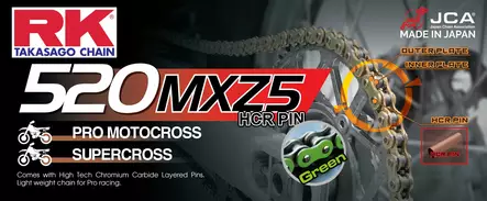 RK MM520MXZ5 Offroad Pro ketju Vihreä +CL (Jousil.) - Moottoripyörän Ketjut & rattaat - 83295 - 1