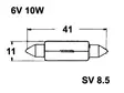 POLTTIMO 6V 10W 11X41MM - Yleisosat ja tarvikkeet - 28135 - 1