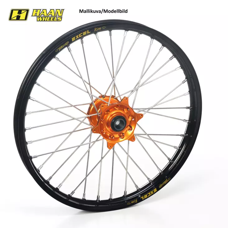 Haan wheel Front KTM SX/SX-F 15-.. EXC/F 16-.. 21-1,60 Orange Hub / Black Rim - Moottoripyörän Täydelliset vanteet - 87136 - 1