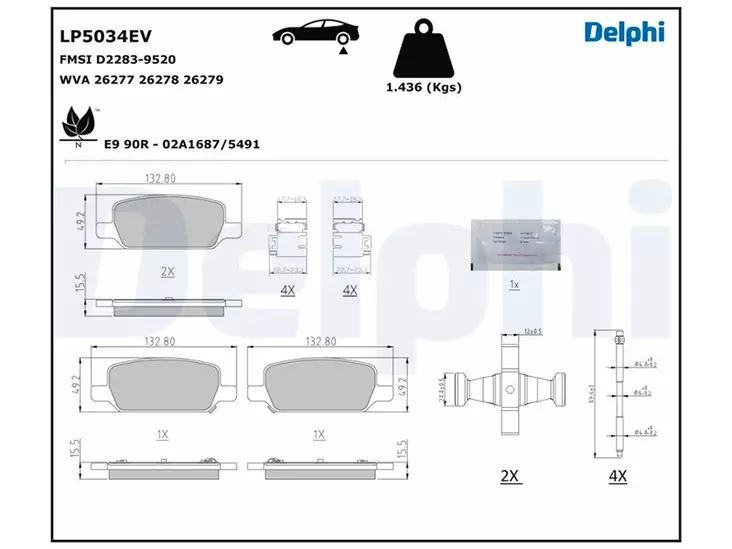 JARRUPALASARJA DELPHI EV TAKA, TESLA - Yleisosat ja tarvikkeet - 8186 - 1