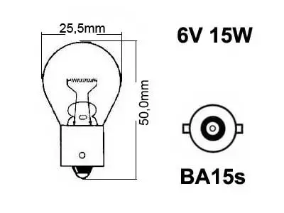 POLTTIMO 6V 15W BA15S - Yleisosat ja tarvikkeet - 28076 - 1