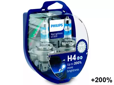 POLTTIMOPARI PHILIPS H4 12V RACINGVISION GT200 BLISTER - Yleisosat ja tarvikkeet - 74206 - 1