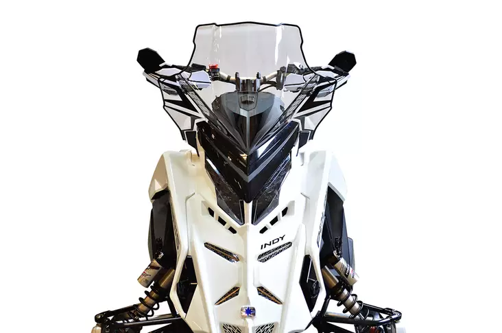 Powermadd Tuulilasi Polaris Matryx, Keskikorkea 18" Kirkas/Mustalla grafiikalla - Moottorikelkan Tuulisuojat - 97196 - 1