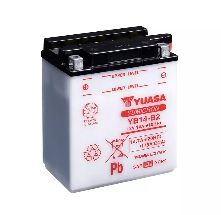 Yuasa akku, YB14-B2 (cp) Happopatruuna mukana (4) - Yleisosat - Akut - 107556 - 1