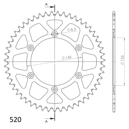 Supersprox Alu Takaratas SU RM125/250/450 Musta 50 - Moottoripyörän Ketjut & rattaat - 101056 - 1