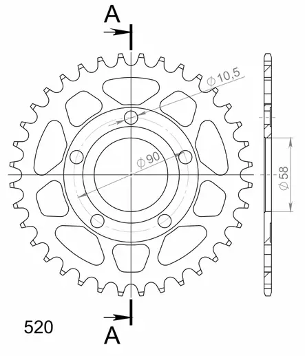 Supersprox Teräs takaratas 604.38 - Moottoripyörän Ketjut & rattaat - 101786 - 1