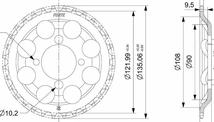 Forte Takaratas, 33 hammasta (415), Solifer SM 71-80 - Maillard - Moottoripyörän Ketjut & rattaat - 100777 - 1