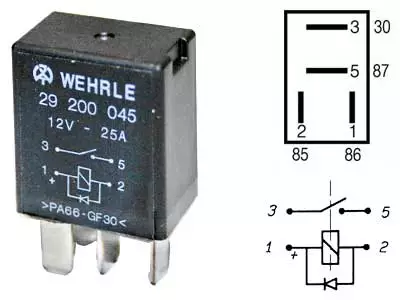 MIKRORELE WEHRLE 12V 25A 4-NAP, DIODILLA - Yleisosat ja tarvikkeet - 42357 - 1