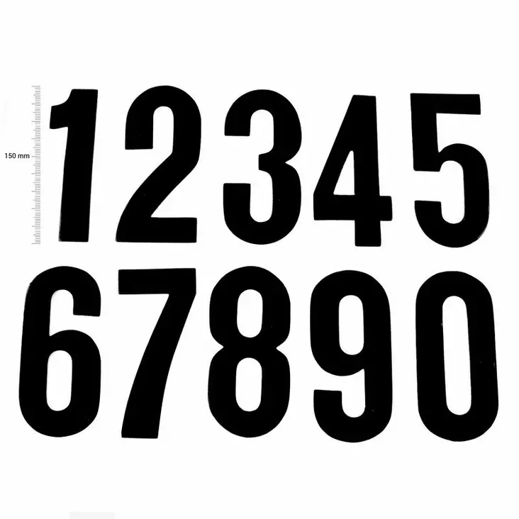 TMV Digits 150mm Black '5' (20pcs) - Moottoripyörän Kilpailunumerot & taustat - 96477 - 1