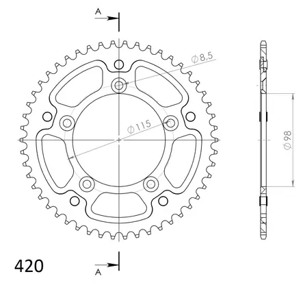 Supersprox Stealth Takaratas KTM SX65 48 - Moottoripyörän Ketjut & rattaat - 101017 - 1