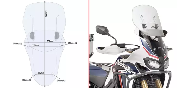 Givi Specific sliding wind-screen for Honda CRF1000L Africa Twin (16) - Moottoripyörän Tuulisuojat - 112888 - 1