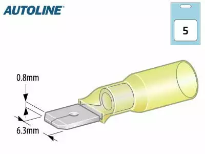 KUTISTELIITIN AUTOLINE KELT. 6,3 UROS 5KPL - Yleisosat ja tarvikkeet - 53128 - 1