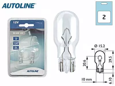 POLTTIMOPARI AUTOLINE 12V 16V W16W T10 LASIKANTA BLISTER - Yleisosat ja tarvikkeet - 68268 - 1