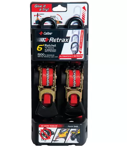 Caliber Retrax 6' Self rewind tiedown strap kit (2pc) - Yleisosat - Tarvikkeet - 68978 - 1