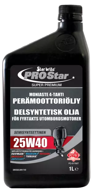 Star brite Moniaste 4-tahti 25W40 Perämoot.öljy synt. 1 L - Veneen Perämoottorin osat - 107228 - 1