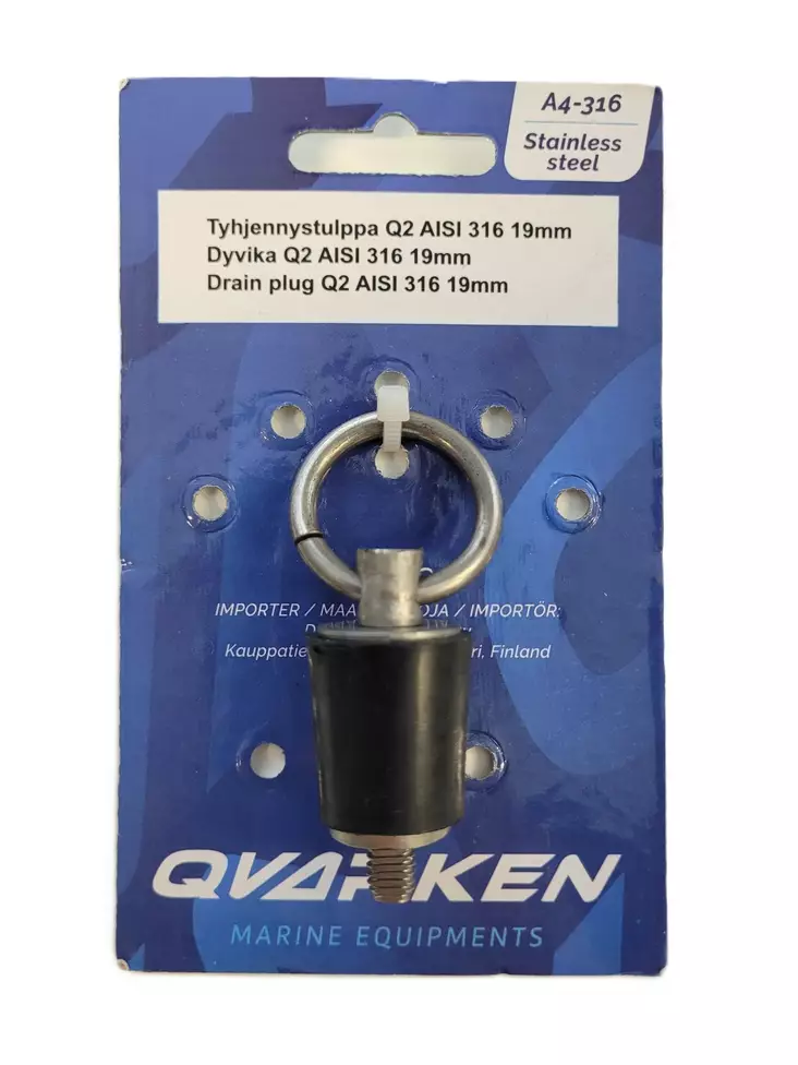 Qvarken Tyhjennystulppa Q2 AISI 316 19mm - Veneen Tarvikkeet - 88449 - 1