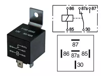 RELE 12V 30/40A, 87A 5-NAP, PITIMELLÄ - Yleisosat ja tarvikkeet - 70929 - 1