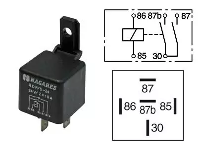 RELE 24V 2X10A 5-NAP. 87B, PITIMELLÄ - Yleisosat ja tarvikkeet - 43699 - 1