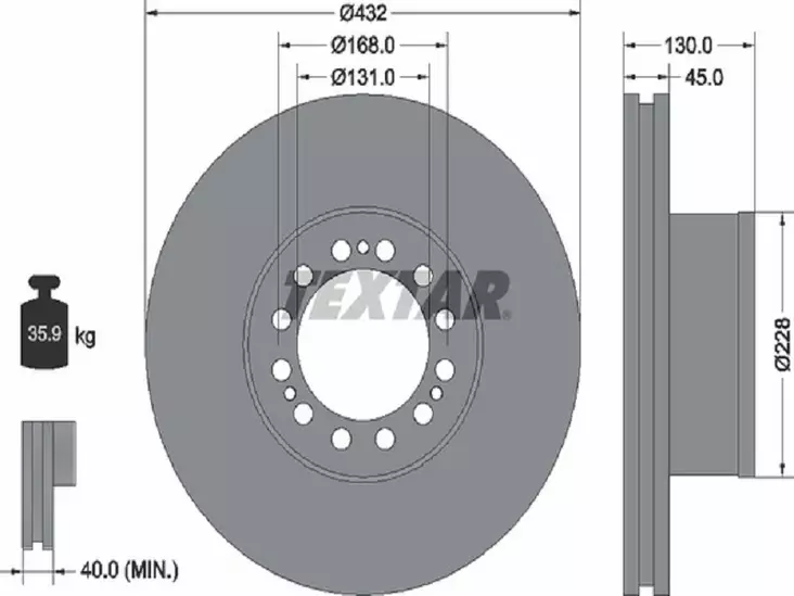 TEXTAR JARRULEVY 432MM MAN TGA ETU 22.5 - Yleisosat ja tarvikkeet - 55689 - 1