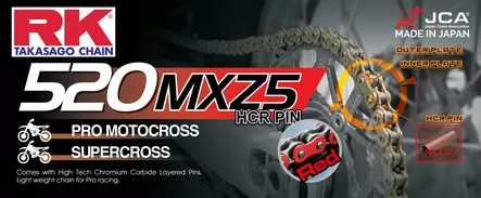 RK GB520MXZ5 Offroad Pro ketju Punainen +CL (Jousil.) - Moottoripyörän Ketjut & rattaat - 84079 - 1